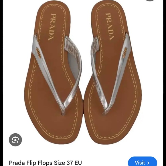 Prada Shoes - Prada Women's Sandals with Silver Straps and Brown Soles